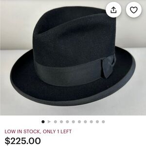 Vintage Dobbs Black Fedora Hat